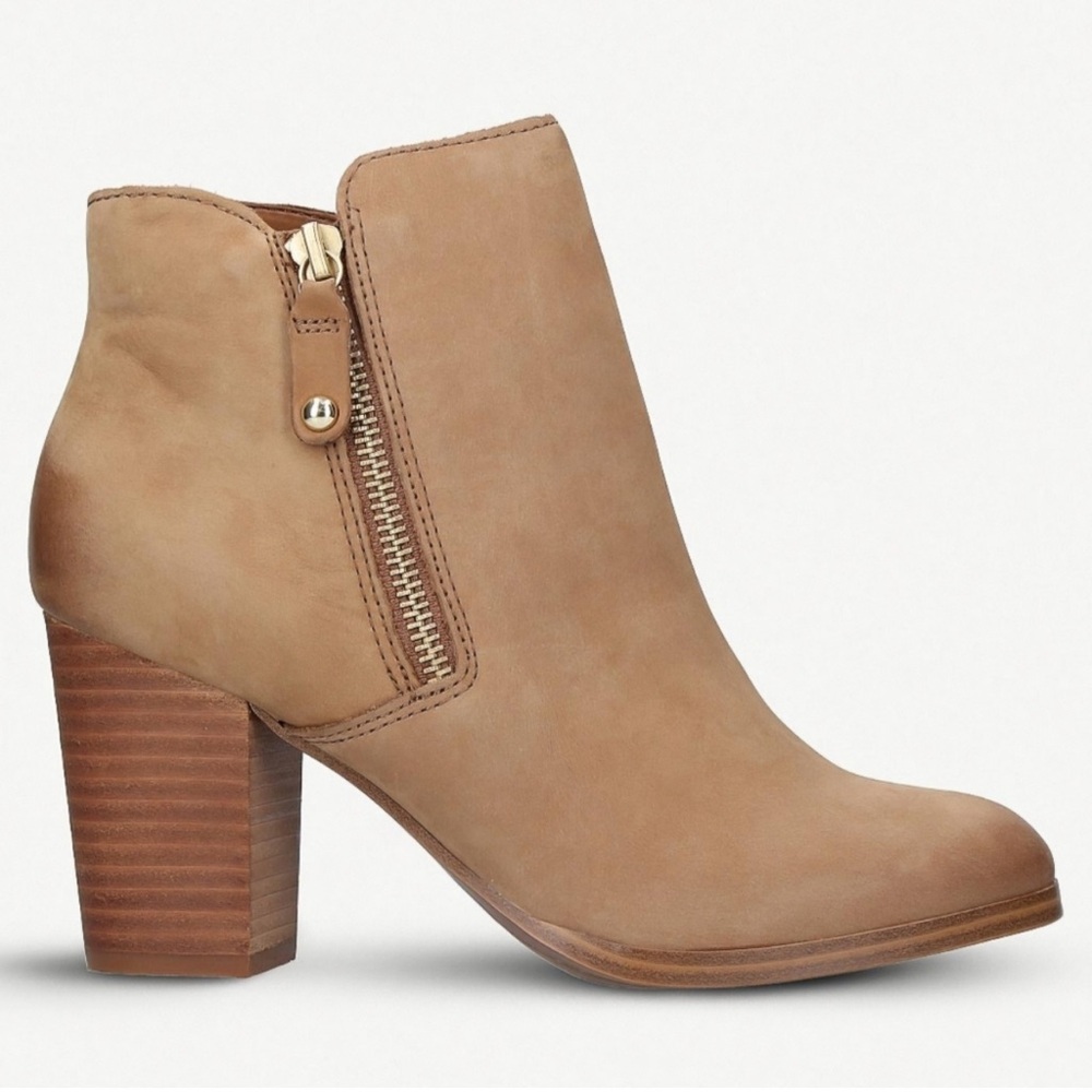 Aldo “Naedia” Leather Block Heel Ankle Boot, Tan Size 10 EUC